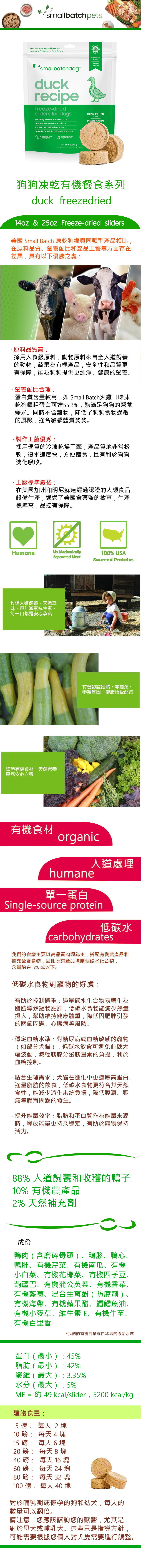 Smallbatch 凍乾鴨肉有機主食犬